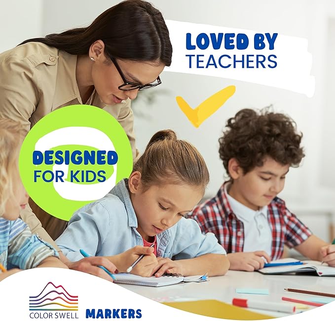 Color Swell Washable Bulk Markers 10 Boxes of 8 Vibrant Colors Are Perfect for Teachers, Kids, Parties, and Classrooms
