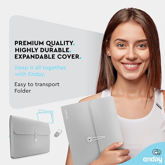 Accordion File Organizer 13 Pocket Expanding File Folder with Labels, Accordion File Organizer Letter Size Letter A4 Paper for Receipts, Bills and Documents 13" x 9.5” –by Enday