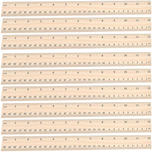 12 Pack 12 inch Wooden Ruler Kit with Conversion Table Metric Straight Edge Linear Measurement Ruler for School, Classroom, Home, and Office (12)