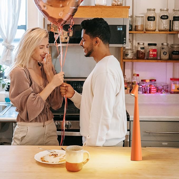 Cordless Small Table Lamps Set of 2,3 Levels Brightness Portable Desk Lamp,Rechargeable Battery Lights for Outdoor, Restaurant, Bedside, Baby Night Light(Orange)