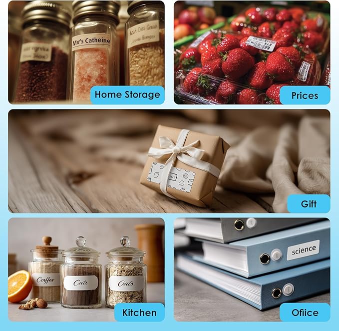 Y12 Bluetooth Label Maker Machine, Wireless Thermal Sticker Printer for Home, Kitchen, Office & Organization – Mini Portable Label Maker with Versatile Templates, White