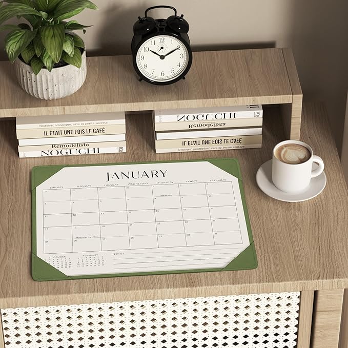 Jotsome Desk Calendar 2026 with Desktop Mat, Desk Pad Calendar From 2026 to Jun 2027 14x10.5 inch, Desk Blotter Calendar for Home Office and School, Easy Planning, Green