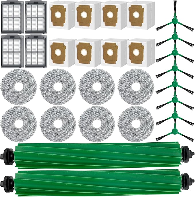 30PCS Replacement Parts for iRobot Roomba Plus 505/405 Combo Robot Vacuum Cleaner Accessories Kit - 2 Roller Brushes, 8 Mop Pads, 4 Filters, 8 Side Brushes, 8 Filter Bags