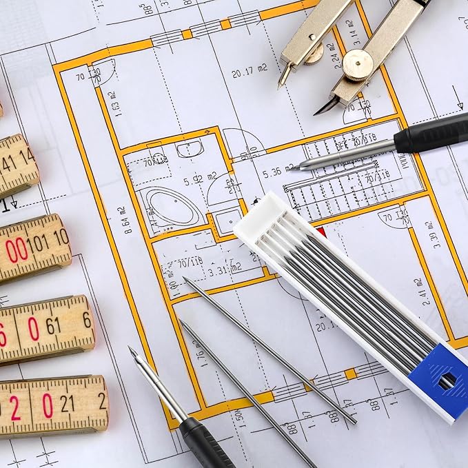 Zhehao 120 Pieces 2.8 mm Carpenter Pencils Lead Refills HB Refill for Construction Pencils Refills Mechanical for Writing Drawing Drafting Woodworking Construction(Black)