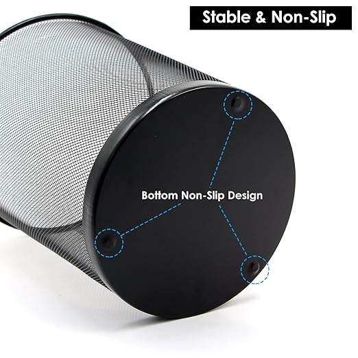 Black Mesh Trash Cans 4 Gallon, 10 Pack, Metal Wire Wastebaskets, Waste Basket Trash Can, Small Trash Cans, Recycling Garbage Container Bin for Office, Home, Bedroom