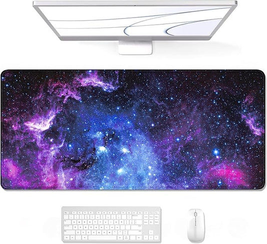 Auhoahsil Large Mouse Pad, XXL Gaming Mousepad, Desk Mat for Desktop, Thick Rubber, Big & Long Size, Stitched Edges, Full Desk Pad for Laptop & Computer, Extended 31.5 x 11.8 in, Amazing Galaxy