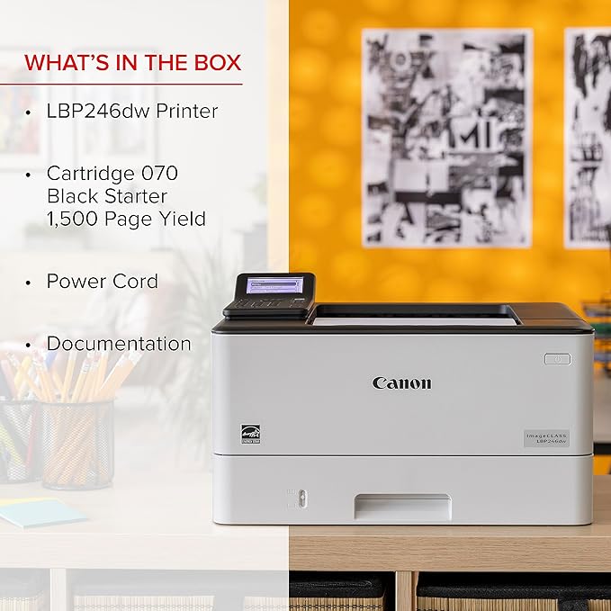 Canon imageCLASS LBP246dw - Monochrome Duplex, Wireless Laser Printer, Single Function, Mobile Ready, with 1 Year Limited Warranty, 42 PPM, White