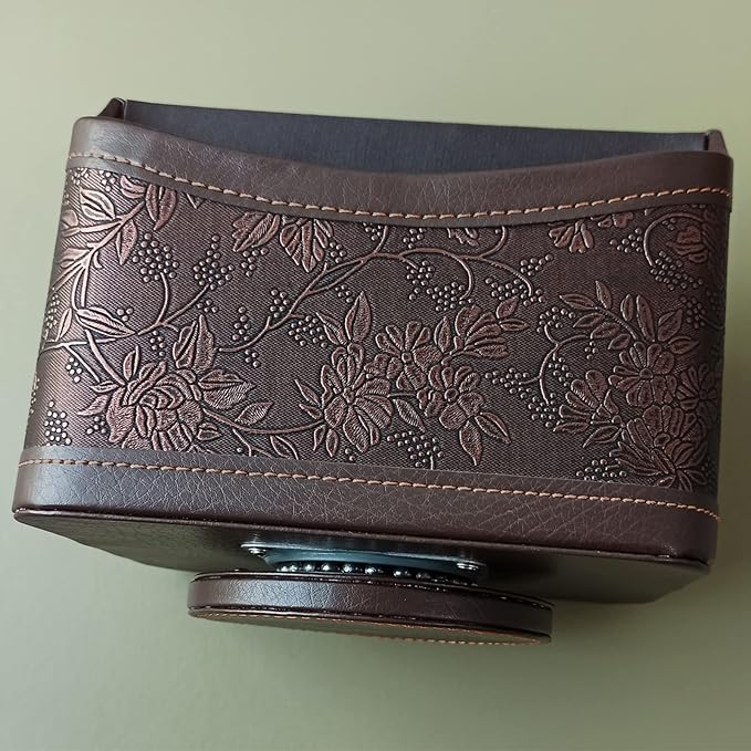 Antique Leather Remote Control Holder 360 Degree Spinning,Desk Rotating Organizer/Caddy for TV Remote Controllers,Pen,Calculator Media Player,DVD,Office Supplies,Mobile Phone Storage Box (Retro)