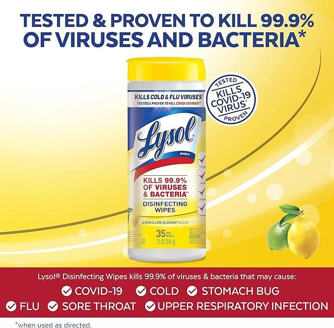 Lysol Disinfectant Wipes, For Disinfecting, Deodorizing, and Cleaning, Lemon & Lime Blossom, 35ct