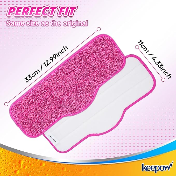 KEEPOW 8 Pack Reusable Microfiber Mop Pads Compatible with Schenley Steam Mop 7 in 1 Cleaner, Washable Replacement Mop Pads Accessories Steam Mops SLFCSM064 & SLFCSM063 for Multi Floor Cleaning