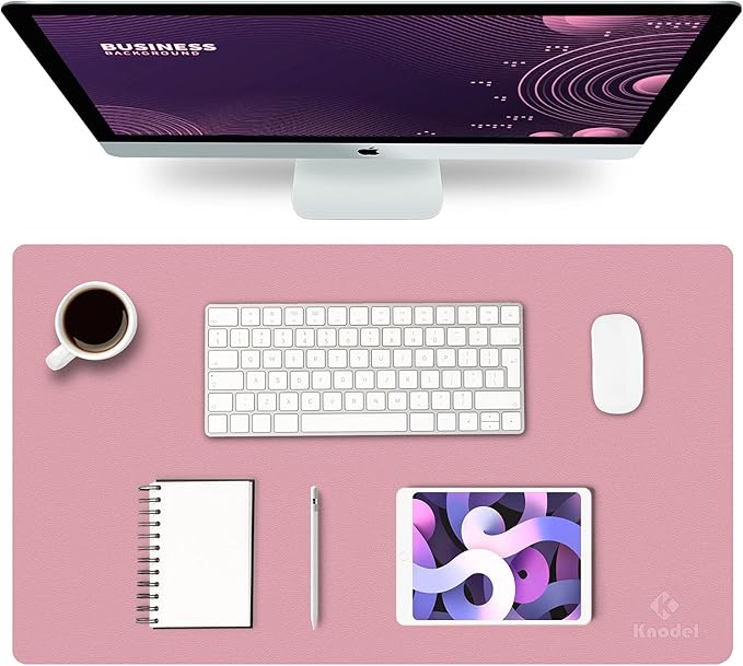 K KNODEL Small Office Leather Desk Mat, Mouse and Keyboard Pad, Computer and Laptop Mat, Desktop Protector and Cover, Writing Pad and Blotter (23.6"x13.8", Purple)