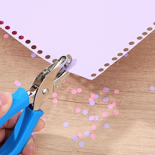 12 Pieces Single Hole Punch, Handheld 1/4 Inch Hole Paper Punch with Grip Handles, Circle One Holes Punches for Craft Paper Greeting Cards Scrapbook Notebook (Multicolor)