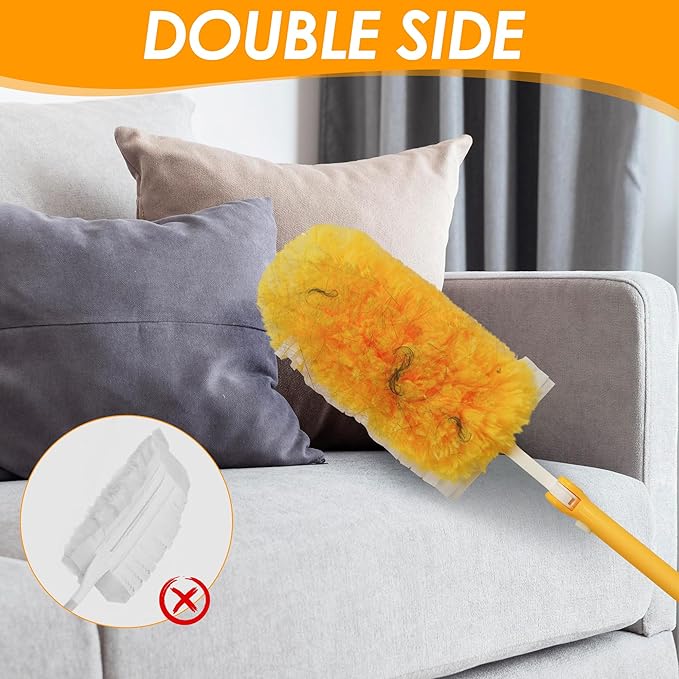 NEWE Dusters for Cleaning with 20 Refills for Flash, Dust Magnet with 1 Handle, 360 Degree Heavy Duty Microfibers Dusting Kit for Cleaning Blinds Bookshelf Furniture (Yellow)