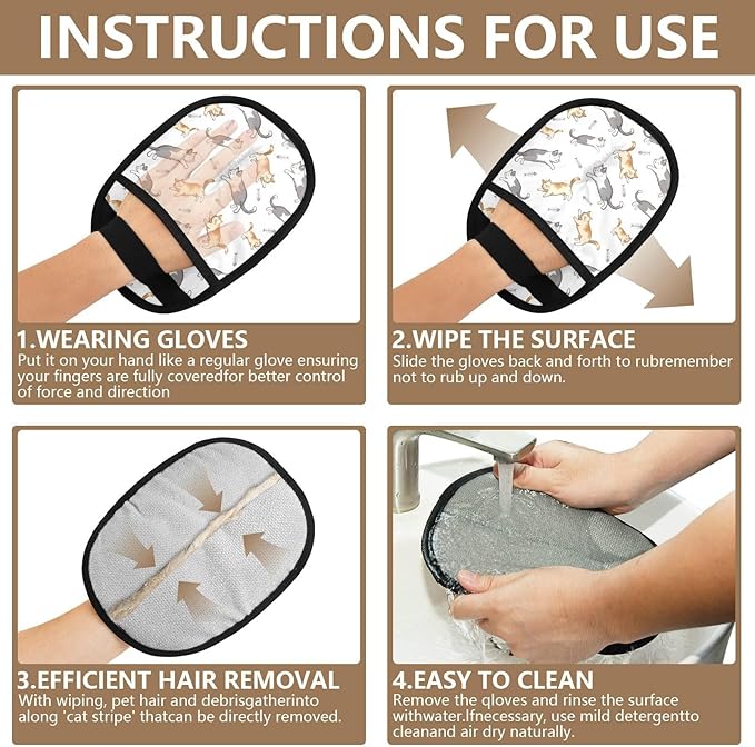 CHPGPUG Bullhead Terrier Pet Hair Removal Glove for Cats & Dogs Reusable Pet Hair Removal Glove pet Hair Electrostatic Gloves