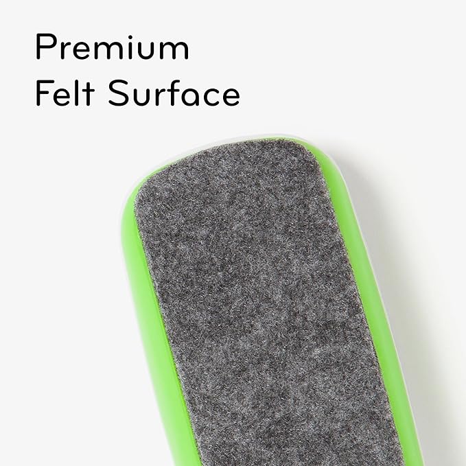 U Brands Magnetic Whiteboard Eraser, 4.5" x 2.25" x 1", Dry Erase Felt Eraser, White and Green, Lightweight Modern Design