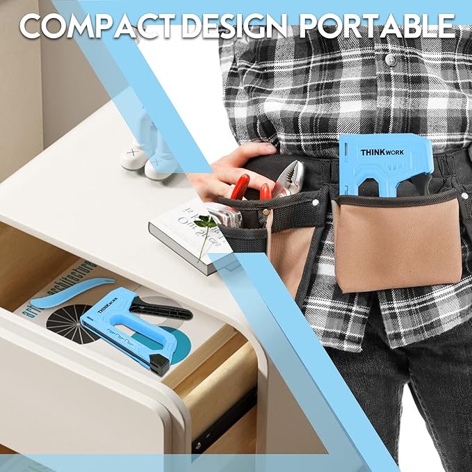 THINKWORK Light Duty Staple Gun - Upholstery Staple Gun for Wood with 1600pcs JT21 Staples 1/4", 5/16", 3/8" and Staple Remover, Fabric Stapler Gun for Crafts, Home Use, Wall, DIY, Lights Decora, Blue