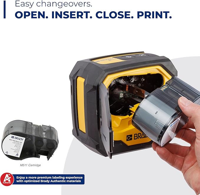 Brady M511 Portable Wireless Industrial Label Printer, Bluetooth Compatible, Comes with a Hard Case, Power Brick, 3 Label Cartridges, Magnet, Utility Hook Workstation Product/Wire Suite