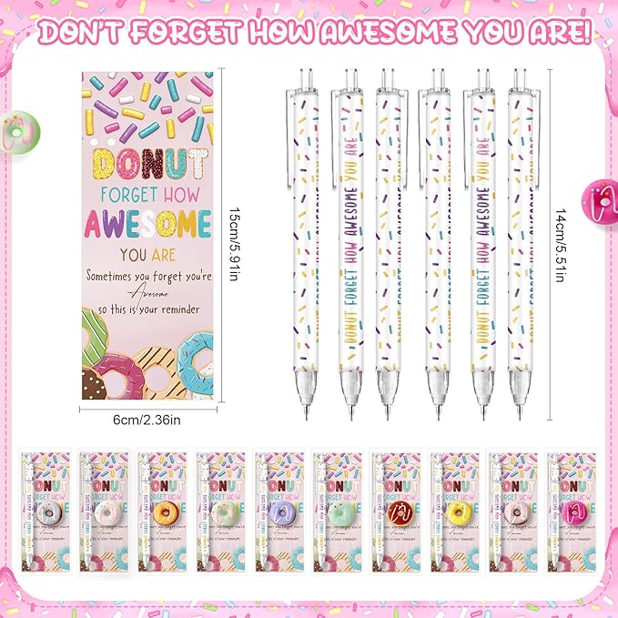 30 Sets Donuts Gifts Bulk Christmas Prizes Donuts Party Favors Inspirational Mechanical Pencil Stress Ball and Awesome Cards Christmas Office Staff Gifts for Employee Coworkers Team Group