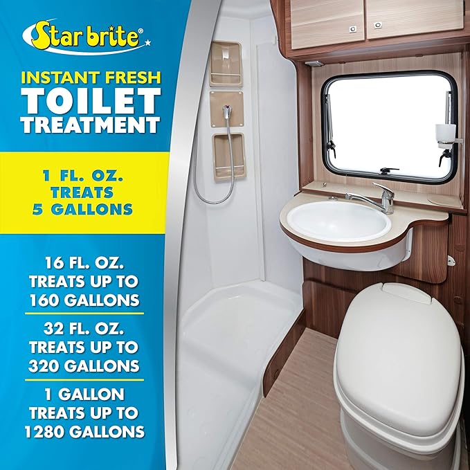 STAR BRITE Instant Fresh Toilet Treatment Concentrate - Eliminates & Prevents Holding Tank Odors - Biodegradable Lemon Scent - 16 OZ (071716)