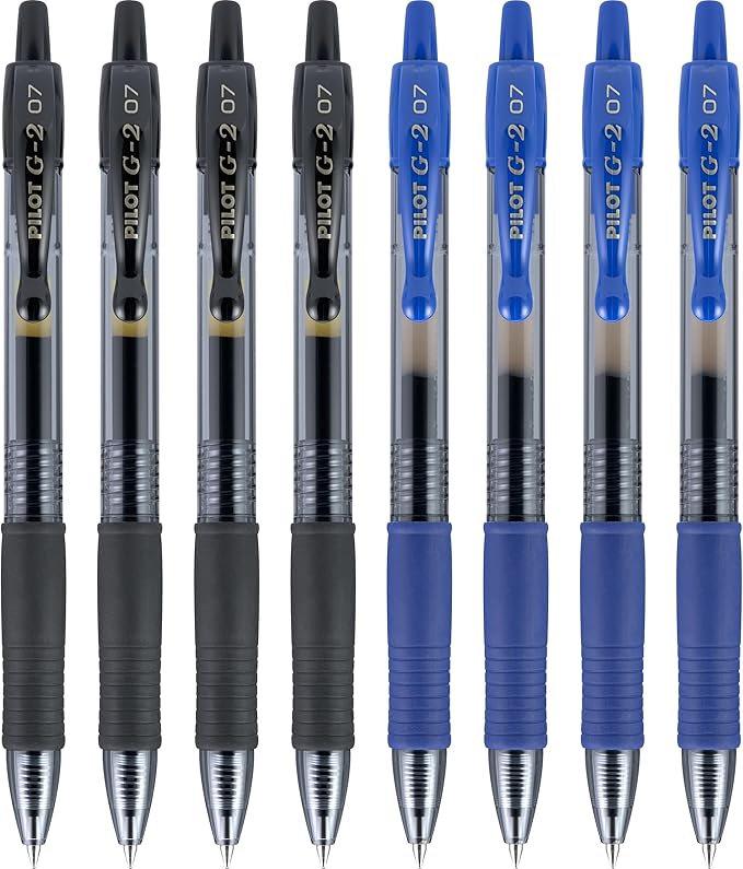 Pilot G2 Premium Gel Roller Pens, Bold Point, Gel Ink Pens, 1 mm, Pack of 8, Black, Blue - Ideal for School, Journaling & Office Writing