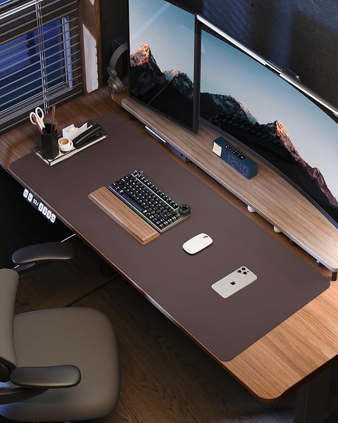 AFIING Large Desk Mat 55"x24" - Premium Non-Slip, Waterproof & Scratch-Resistant. Office Desk Protector Workspace Pad for Home/Office (Coffee)