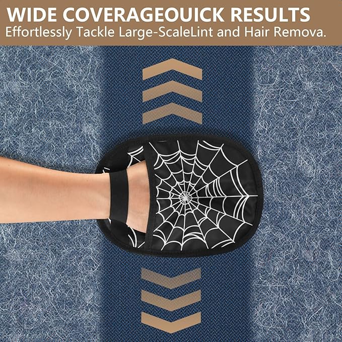 CHPGPUG Goth Spider Web Pet Hair Removal Glove for Cats & Dogs Reusable Pet Hair Removal Glove pet Hair Electrostatic Gloves
