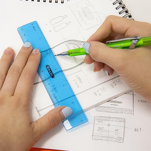 BAZIC Plastic Ruler 6" (15cm), Inches Centimeter Metric Measuring Drafting Rulers, for Students School Supplies (3/Pack), 24-Packs