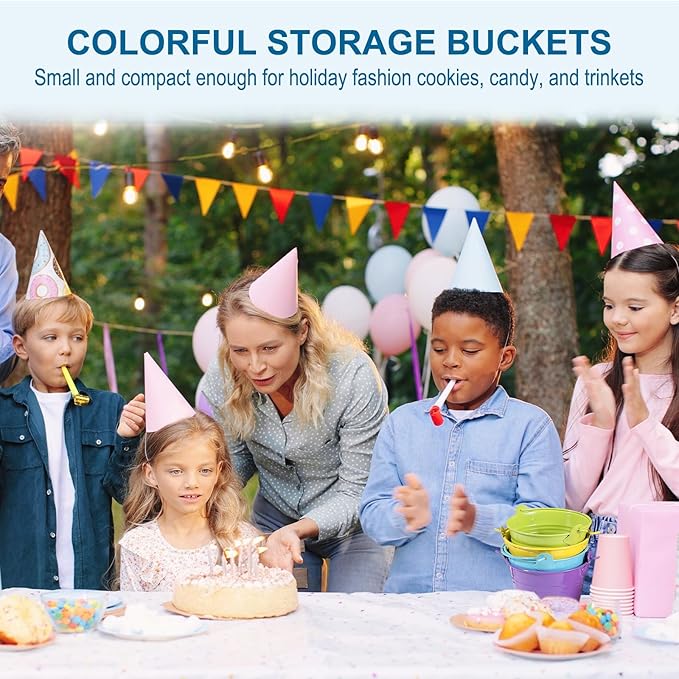 PATIKIL 6"x5" Small Metal Buckets with Handle, 12 Pcs Mini Bucket Easter Buckets, Red/Yellow/Blue/Light Purple/Pink/Light Green/Orange/Light Blue/White/Green/Rose Red/Dark Purple