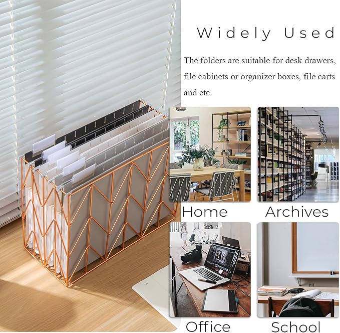 Y YOMA Letter Size - 24 Pack Extra Capacity Hanging File Folders Accordion Decorative Reinforced File Folder Cute Colored Expandable Folder for Office Home with 1/5-Cut Adjustable Tabs, Ash Grey