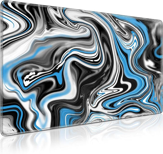 Gaming Mouse Pad Blue, Large Mouse Pad XXL 35.4×15.7in, Extended Computer Keyboard Mouse Mat Desk Pad for Laptop with Stitched Edges, Waterproof Mousepad for Gamer Home&Office Women