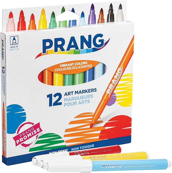 Prang Classic Art Markers, Bullet Tip, Assorted Colors, 12 Count