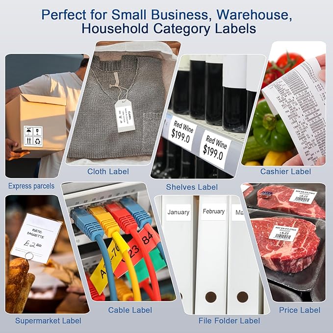 CLABEL Desk Bluetooth Barcode Label Printer: Label Maker with Direct Thermal Printing, 2 Inch Print Width for Barcodes Address Shipping Warehouse with 1 Roll 40x30mm Label (3 Inch Soot)