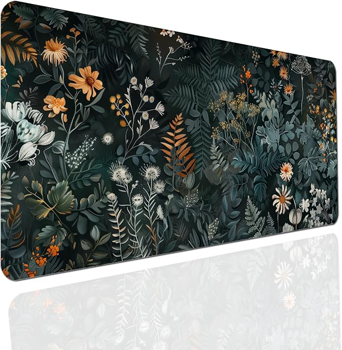 Floral Large Desk Mat 31.5 x 15.7 inch, Waterproof Extended Gaming Mousepad XXL, Aesthetic Flowers Desktop Mat, Non-Slip Keyboard and Laptop Pad, Computer Writing Mat for Home Office Accessories