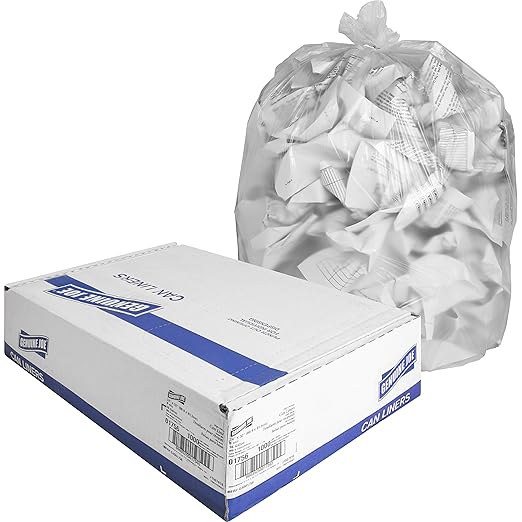 Genuine Joe High Density Can Liners, 24" x 32", 16 gal Capacity, 8 Microns, Clear, 1000 Count
