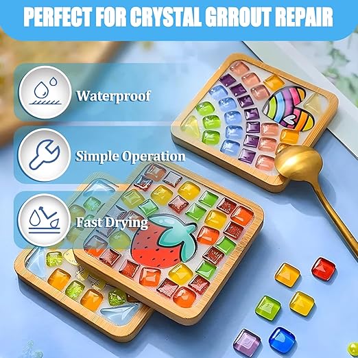 OOTDART Mosaic Crystal Grout, Mosaics Tile Tools, Mosaic Tile Accessories – Essential for Handmade Grouting and Perfect for DIY Craft Projects (Translucent, 17.5oz)
