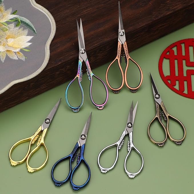 4.4 INCH Small Embroidery Scissors, Sharp Pointed Tip, With Cover, Travel Size, Mini Crochet Scissors, Titanium