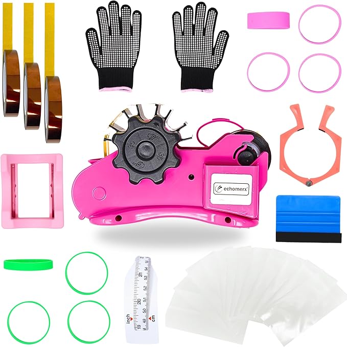 echomerx Sublimation Tape Dispenser Bundle Tumbler Edition - Semi-Auto Tape Dispenser, Heat Resistant Gloves, Heat Tapes & More - Ultimate Starter Kit for Tumbler Sublimation
