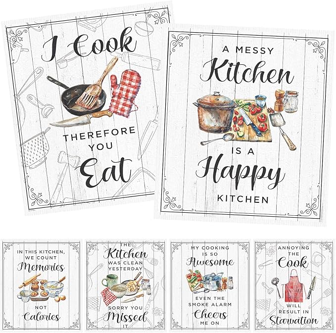 Funny Swedish Dishcloths for Kitchen - 6PCS Funny Kitchen Wash Cloths for Dishes Reusable, Cooking Themed Washable Sponge Towels Gifts for Home Party Cleaning Housewarming