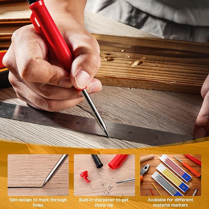 120 Pieces 2.8 mm Carpenter Pencils Lead Refills HB Refill for Construction Pencils Refills Mechanical for Writing Drawing Drafting Woodworking Construction(Black, Red, Yellow)