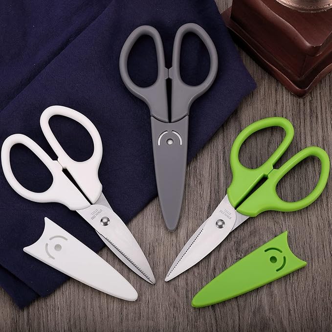 6 inches Multipurpose Scissors, Stainless Steel Sharp Basic Shears for School Office Home Kitchen Household Craft Supplies w/Protective Cover, Comfort Grip Green