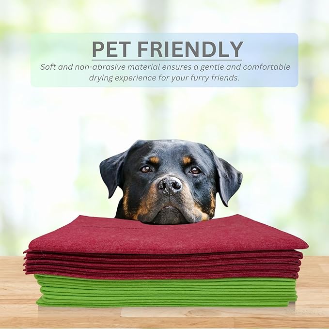 10 Pack Extra Large Original German Holiday Shammy Cloths Chamois Towels Super Absorbent for Pets, Parenting Tool Cleaning for Home and Commercial Use Wholesale Bulk (Red and Green)