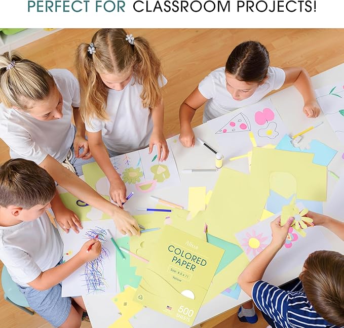 Colored Paper 500-Sheets - Yellow Paper, 8.5 x 11 Colored Printer Paper, Arts & Crafts, DIY Projects - School & Office Supplies - Pastel Copy Paper, 1 Ream, Made in the USA