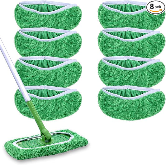 RuannoClean Reusable Mop Pads Compatible with Swiffer Sweeper Mop, Washable Wet Mop Pads Refills, Dry Sweeping Cloths, Microfiber Mops for Floor Cleaning -8 Pack