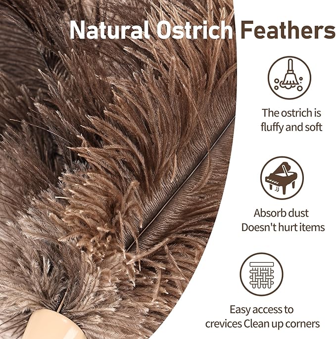 MehelloFeather Ostrich Feather Duster 27-94Inch Retractable Fluffy Natural Detachable Ostrich Feather Duster Used for Household Cleaning and High-Altitude Cleaning (1PCS)