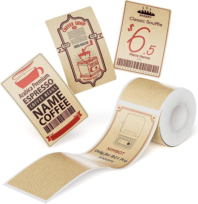 NIIMBOT Red&Black Labels, Refill Sticker Papers Only for B21 Pro 300DPI Label Maker, Dual Color Printing Stickers Good Idea for Schools,Business,Price Tags,Baking(2''x3.15''/50x80mm-Kraft Paper)
