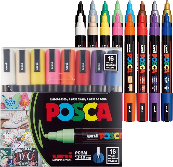 Posca Paint Marker PC-5M Medium Bullet Standard Colors Set of 16 Art Markers