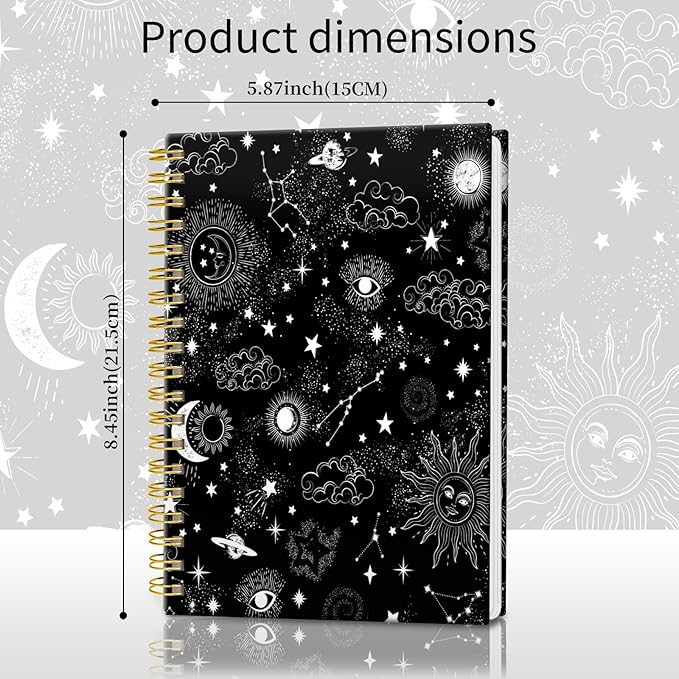 Spiral Journal Notebook, Hardcover Lined Journal for Women, Medium 6 x 8.4 in, 120 Pages Thick Paper, College Ruled Notebook for Writing, Work, Office, and School,Space Galaxy