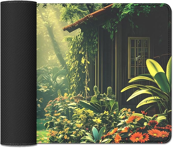 Green Garden Mouse Pad Desk Mat,Gaming Mouse Pad Large,Desk Cover Mat Desktop Mat,Big Mousepad with Stitched Edge Non-Slip Rubber Base for Work Study Gaming (27.5X11.8 in)