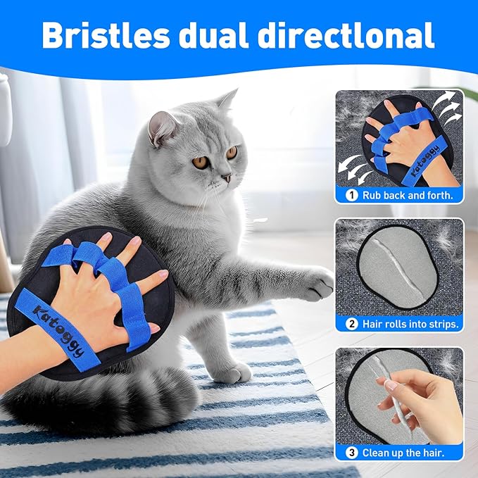 Pet Hair Removal Glove for Dog and Cat, Reusable Pet Hair Remover, Electrostatic Mitt with Ergonomic Five-Finger Design, Effective Hair Removal for Laundry, Furniture, Car Seat and Household Surfaces