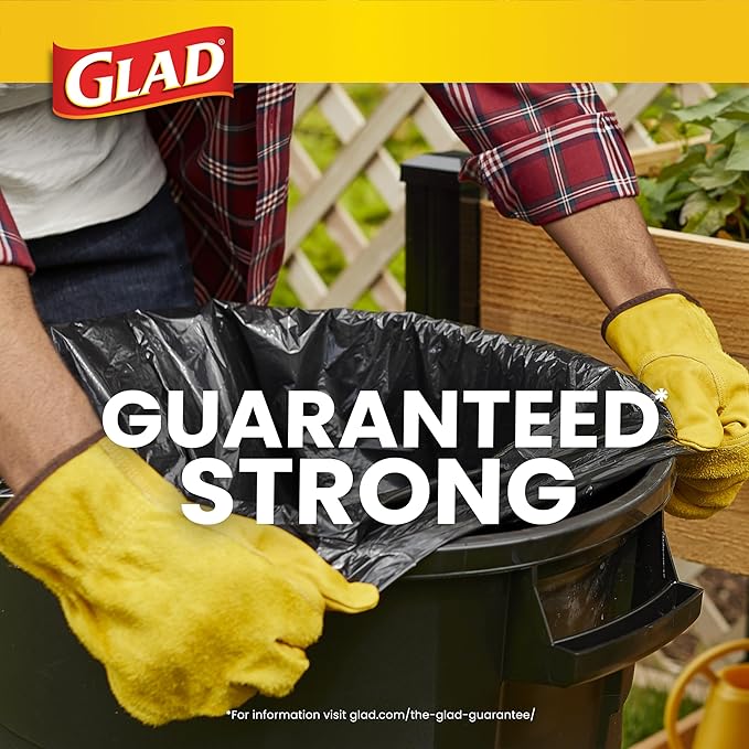 Glad Large 30 Gallon Trash Bags, Unscented Heavy Duty Garbage Bags, Forceflex with Drawstring, 30 Count (Packaging May Vary)